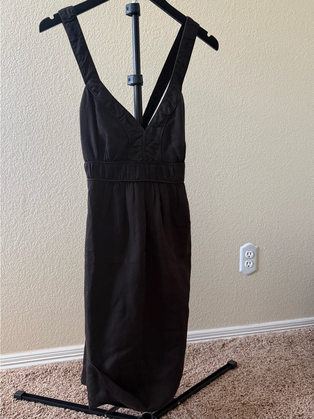 Banana Republic Linen Dark Brown V-Neck Sun Dress